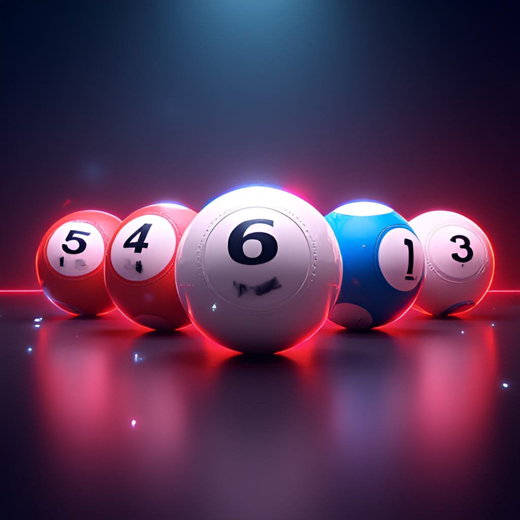 A visual representation of the Thunderball lottery balls (5 main balls, 1 Thunderball) being drawn, in a modern, energetic style with bright lighting.